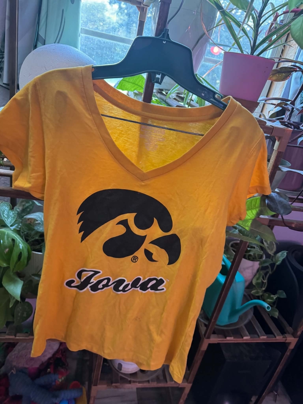 Iowa V-Neck Short Sleeve Tee in Gold